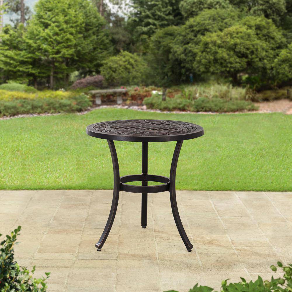 Sunjoy 28 in. Black Round Aluminum Outdoor Bistro Table