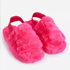 pink fluffy sliders
