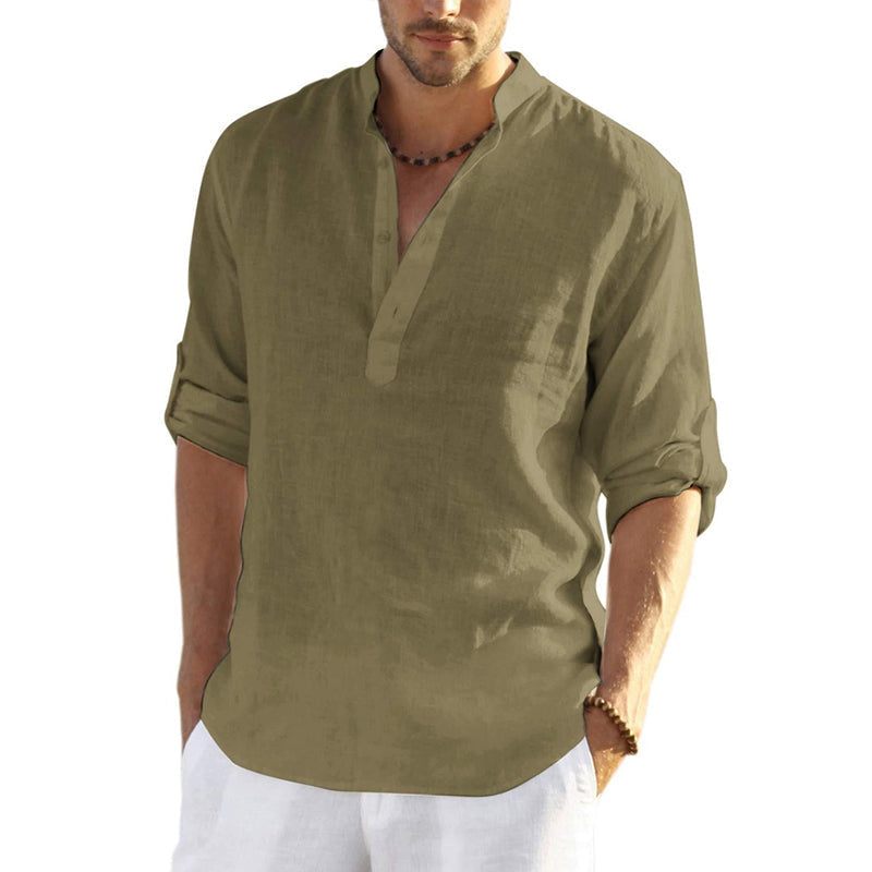 T-shirt décontracté hippie en coton et lin pour hommes – aileseine