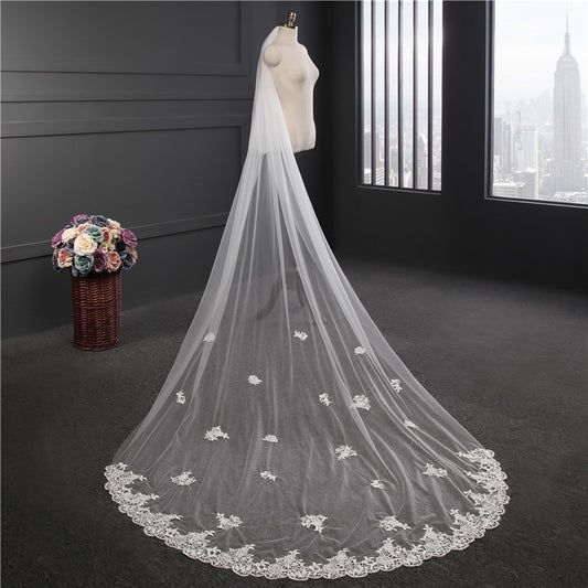 Venusvi Lace Edge Cathedral Length Tulle Wedding Bridal Veil+Comb
