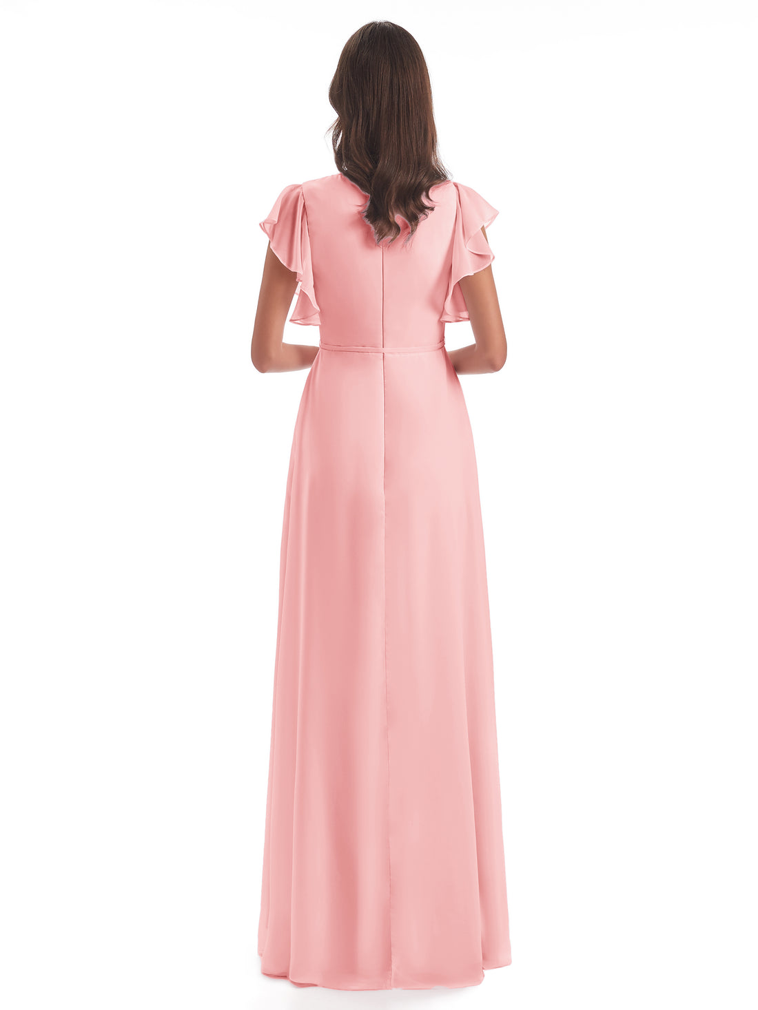 Stella Sheath Floor Length V Neck Chiffon Bridesmaid Dresses 9276