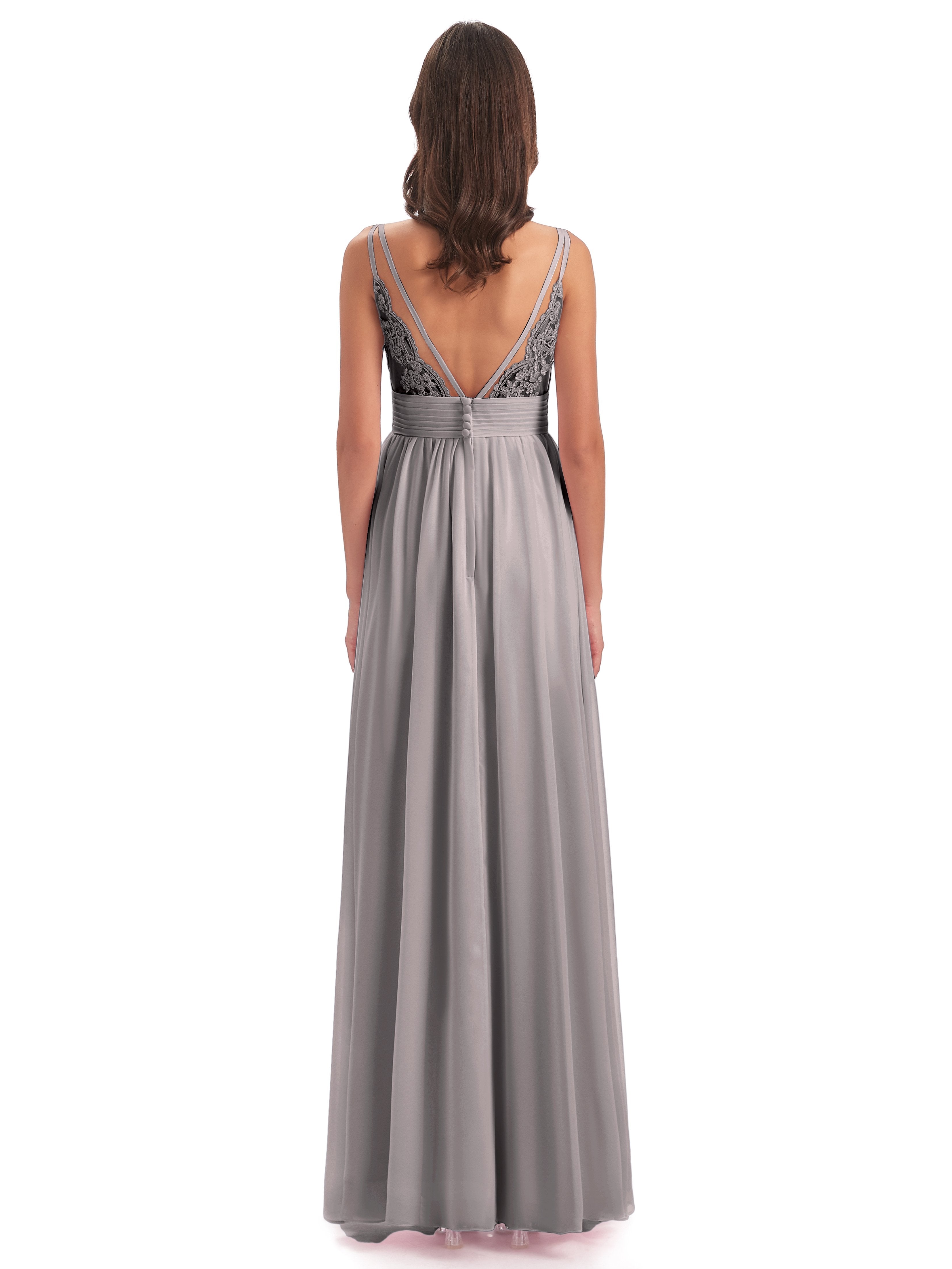 Ava Spaghetti Straps V Neck Long Bridesmaid Dresses 5035