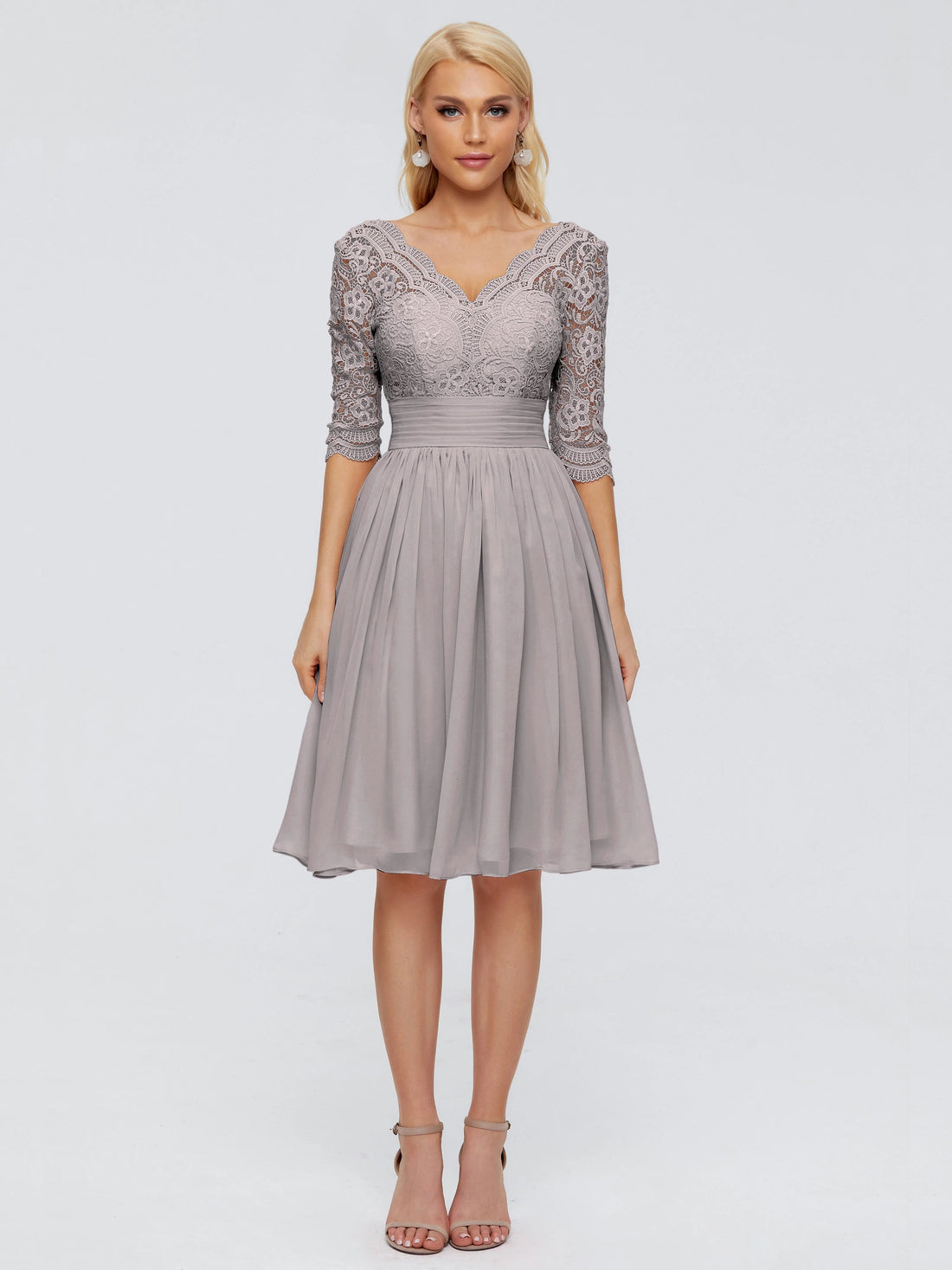 66 Colors: Elegant Half Sleeves Lace Bridesmaid Dresses | Cicinia