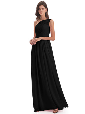 Karlie Floor Length One Shoulder Chiffon Bridesmaid Dresses