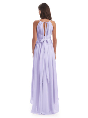 Oaklee Asymmetrical High Low Halter Chiffon Bridesmaid Dresses