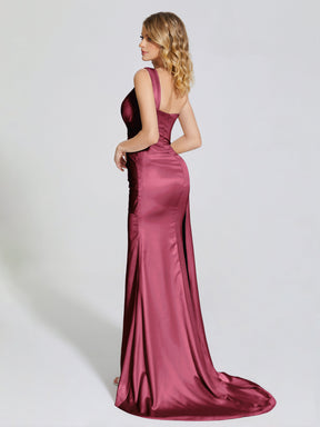 One-Shoulder Soft Satin Long Prom Dress With Cutout