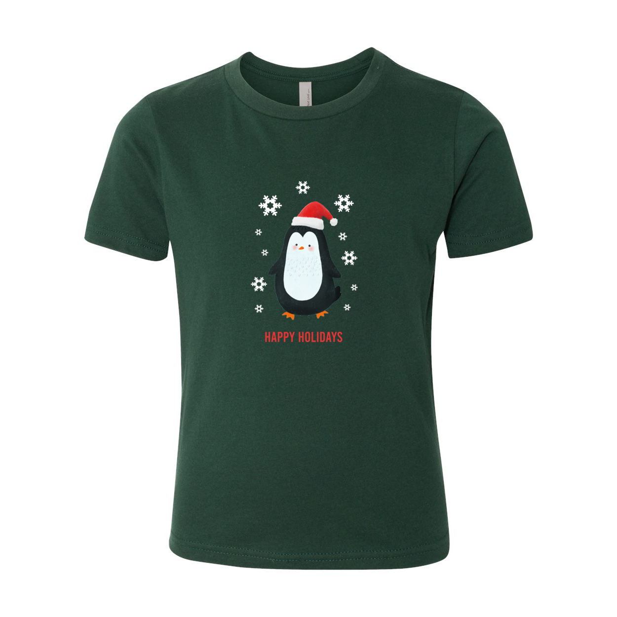 Forest Green Holiday Penguin Girls' Premium Tee