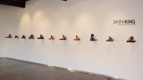 Sneaky six, a sneaker exhibition at Gorker gallery, was a collaboration between Santha King and street artists Nate Holmes, Nior, Snuf,  Timba, Trapnell and Twoone.   