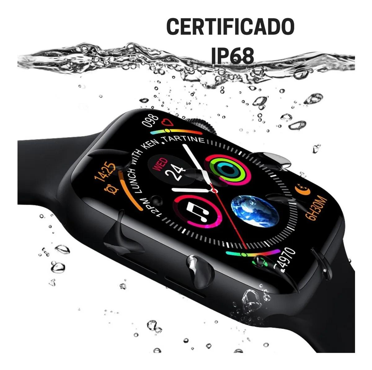 Smartwatch IWO W46 Tela Infinita com opção para monitoramento cardíaco à prova d'água