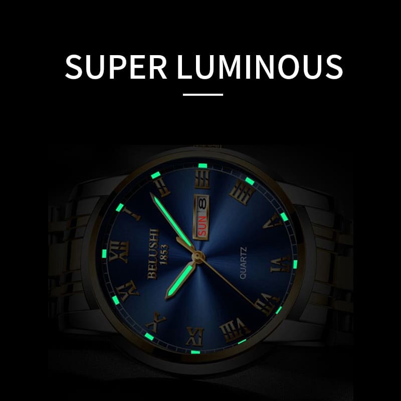 Relógio Masculino Analógico Luminous Luxury Belushi que brilha no escuro