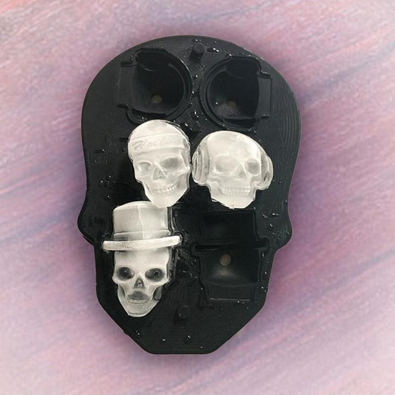 Molde de Silicone para Gelo Kit de Formas Caveira 3D White Skull