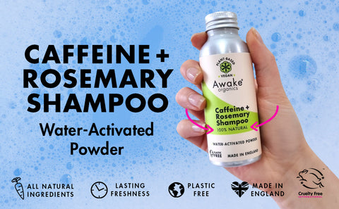 Awake Organics All Natural Shampoo Powder with Caffeine + Rosemary Oil.