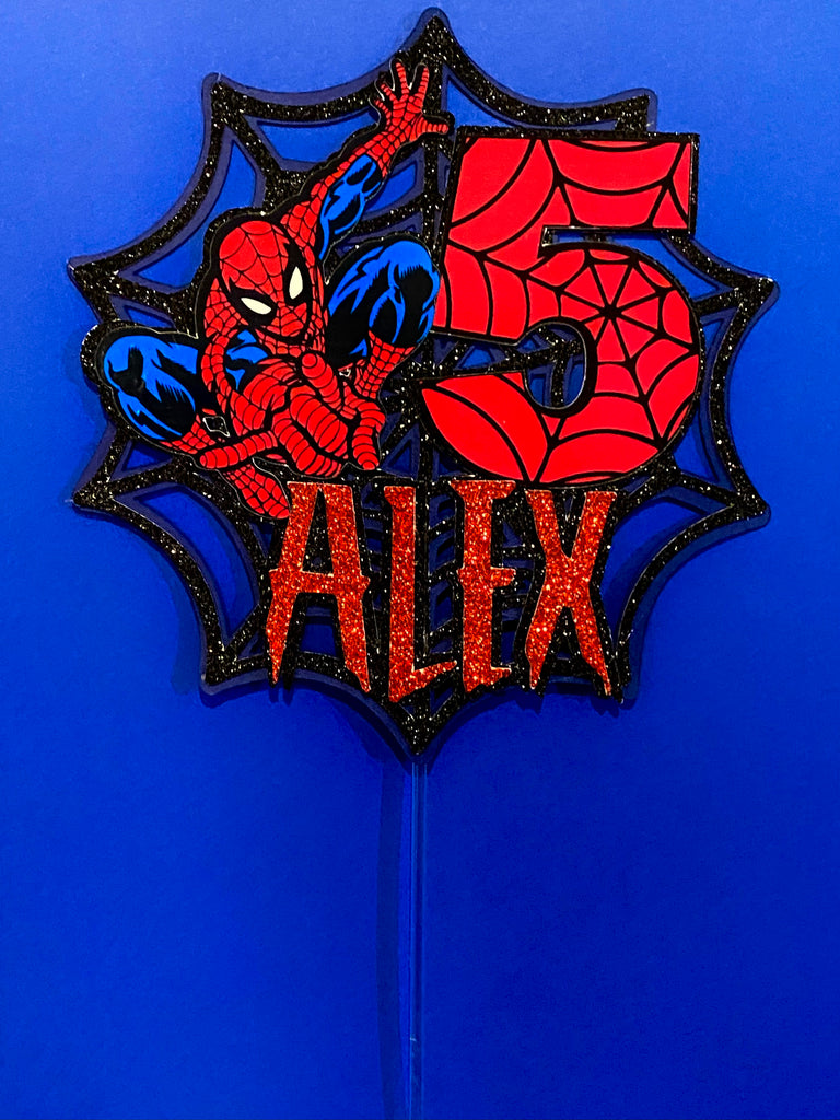 Personalised Spider-Man 3D Glitter Card Cake Topper – House of Cakes