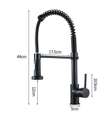 Dimensions for Johannes Swivel Spout Pull-Down Single-Hole Kitchen Sink Faucet.