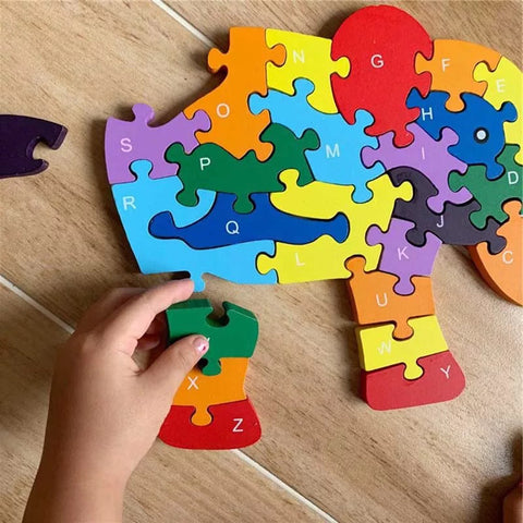 Quebra Cabeça Infantil Puzzle Madeira Didático Cachorro 8 peças em