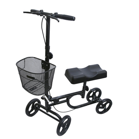 Steering Knee Scooter with Dual Handbrake System and Basket