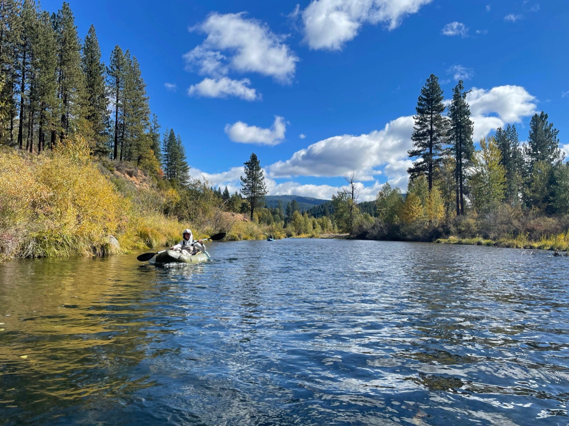 Paddling a river in a packraft