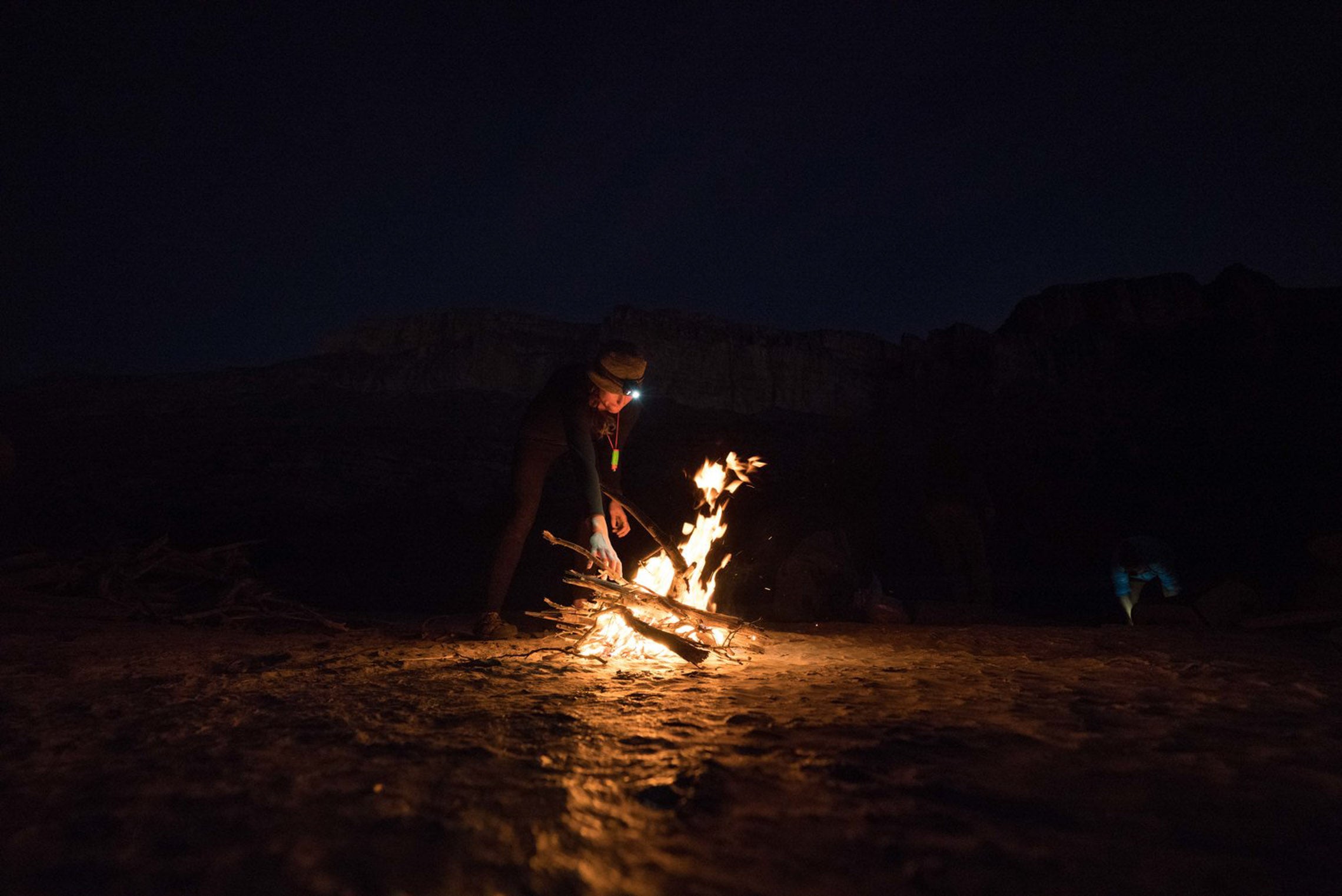 Making a fire and camping. Rio Grande Packrafting Kokopelli