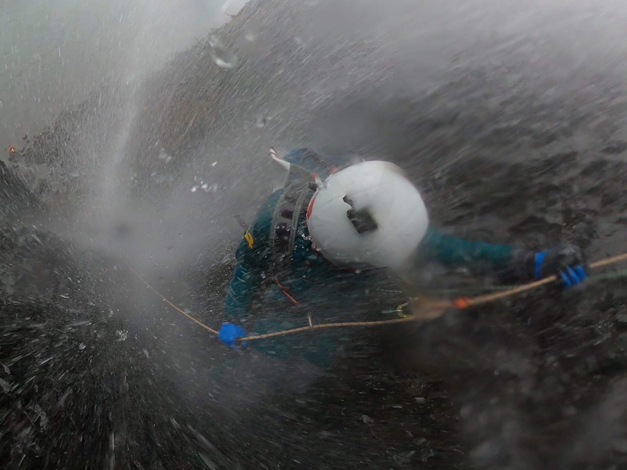 Rapelling the waterfall right in the flow gopro cape horn falls canyoneering