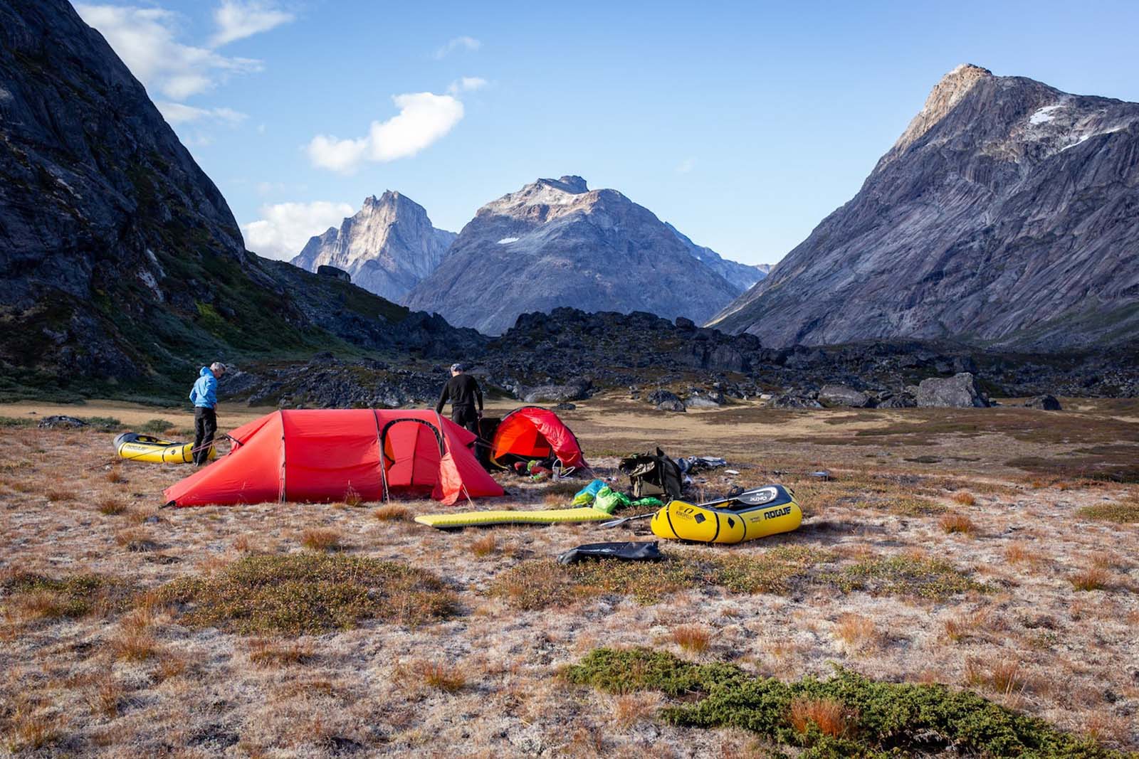 Camping in bivys on the shores of Tasermiut Fjord - South Greenland