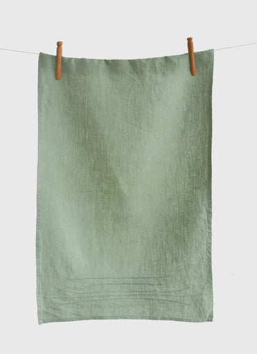 Linen Tea Towels 2 Pcs. OLIVE GREEN Linen Tea Towels. Hand -  Hong Kong