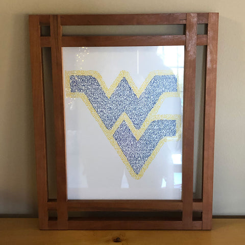 Wood cherry frame with WV art