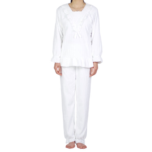 ERFMFKL Women's White Lace Cotton Pajama Set Ruffle Floral
