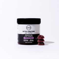 Better Conditions Mixed Berry CBD Sleep Gummies contain 30mg of Organic CBD, 3mg of Melatonin, 1mg of THC, and 3mg of CBN. For those who may be new to CBN, it is a non-psychoactive cannabinoid that is more difficult to source than CBD, but is becoming more widely known for its sleep-supporting benefits.