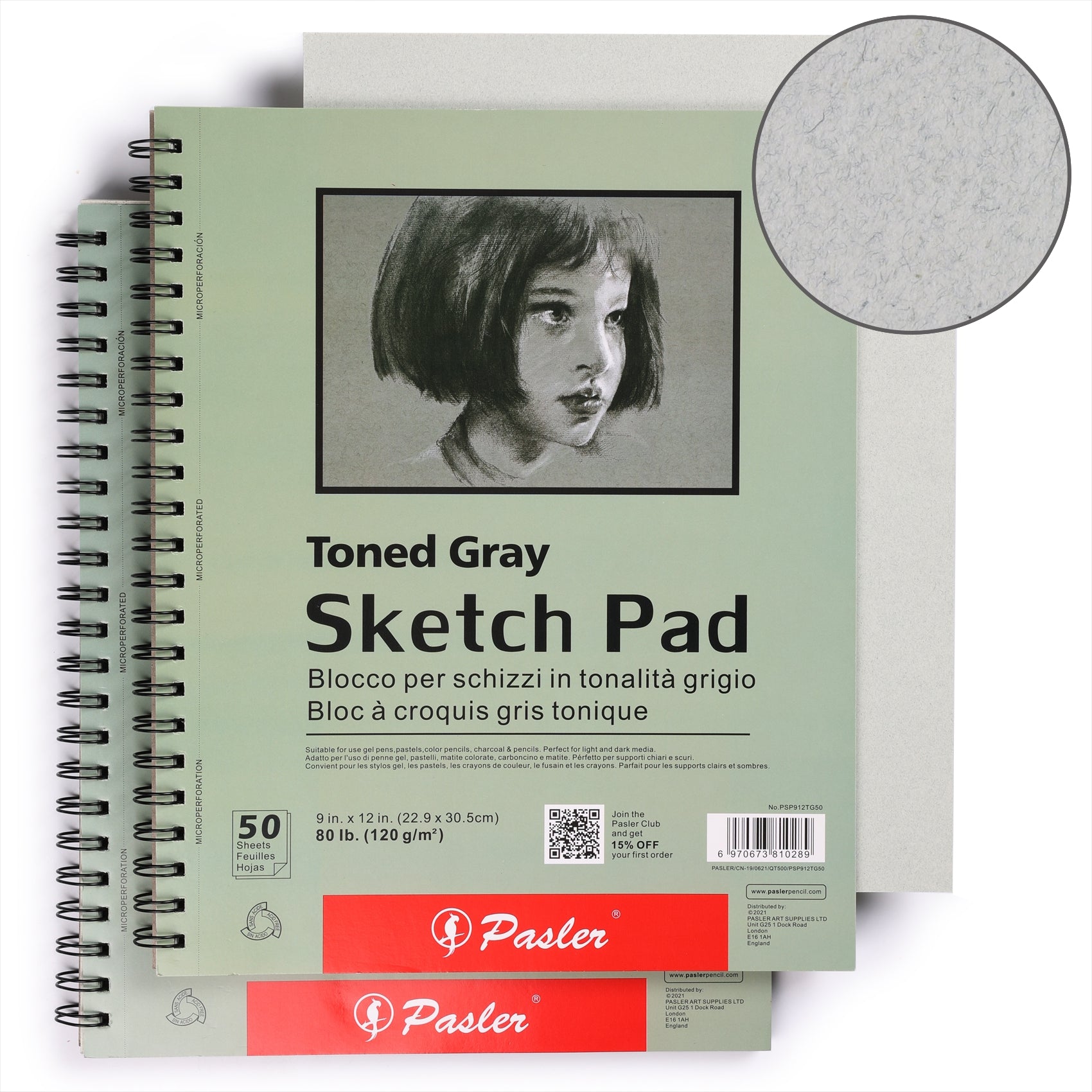 Gray Toned Sketchbook, 9 x 12, 50 Sheets - Pack of 2