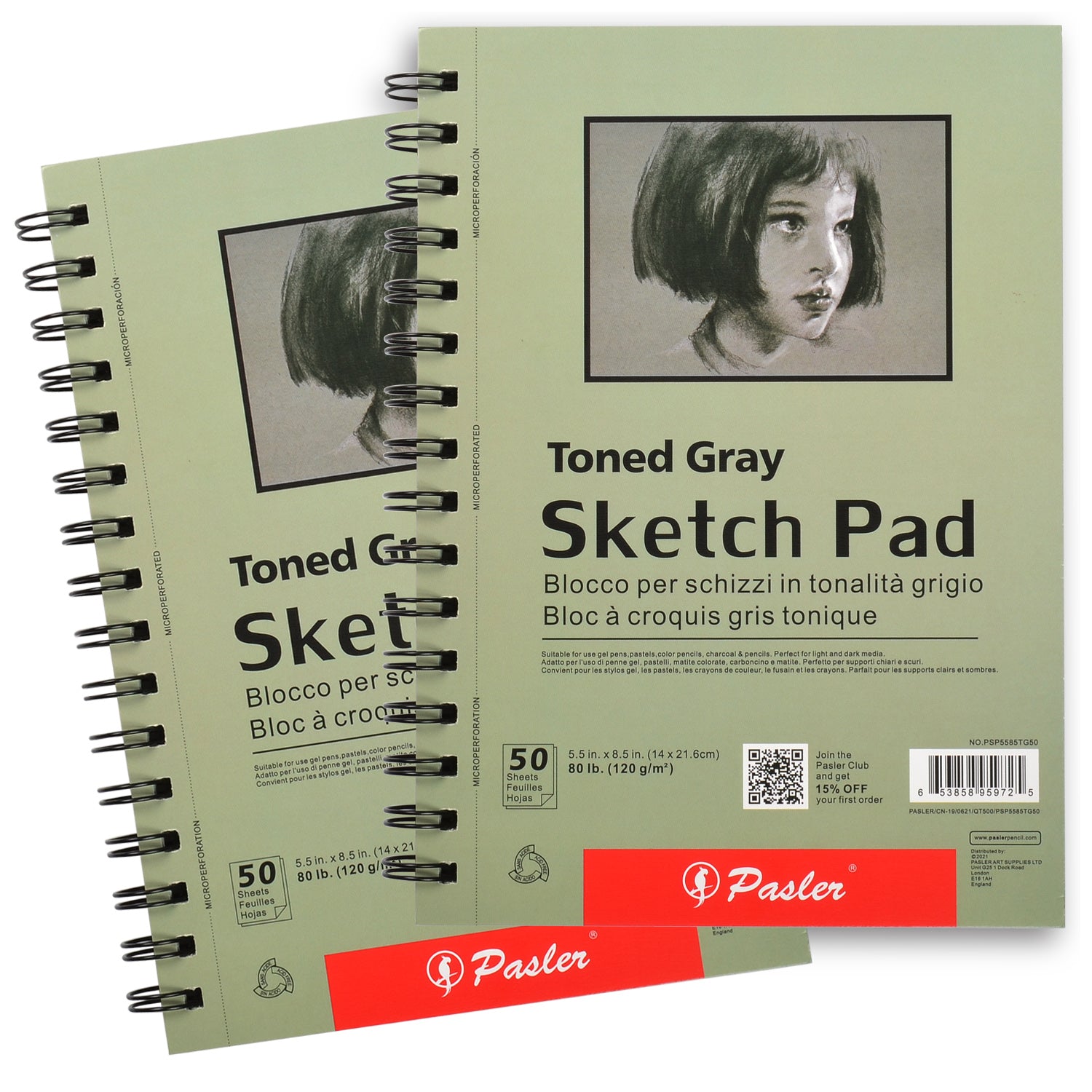 Pasler 5.5X8.5 Toned tan Sketch Pad,2 Pack 100 Sheets (86lb