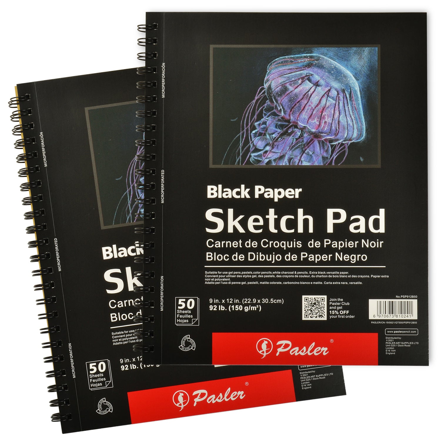 Sketch Book Pack 9 x 12 Inches Pad, 2 Pack 100 Sheets Spiral Bound 65lb/100gsm