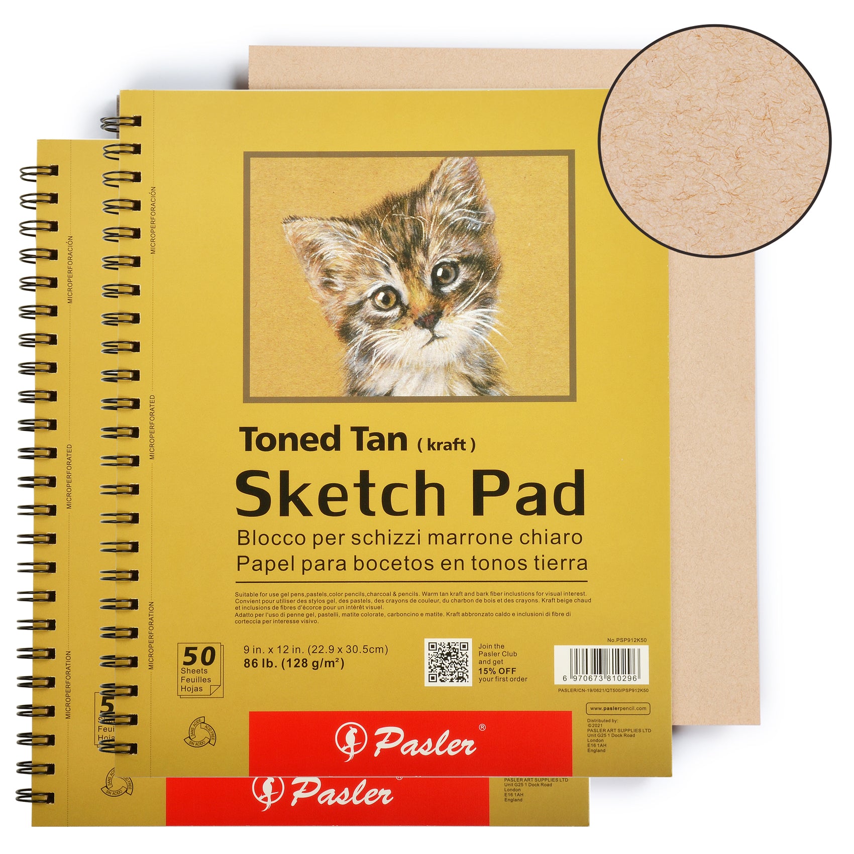 Pasler 9X12 Black Sketch Pad,2 Pack 100 Sheets (92lb./150gsm