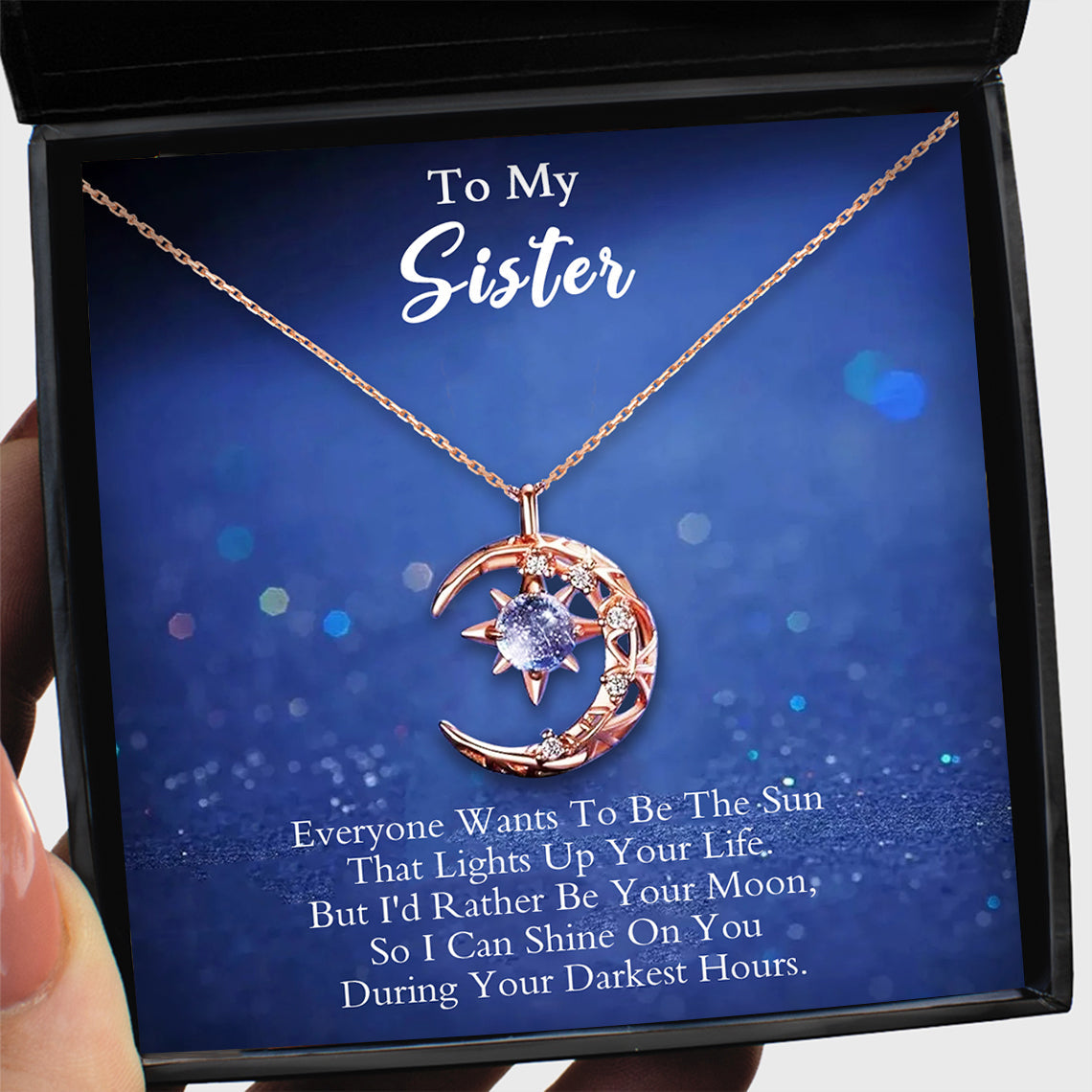 Cute Crescent Moon Pendant Necklace Gift Sister Always - Temu