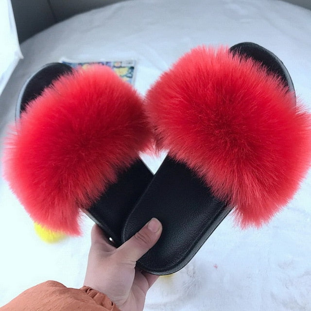 Sexy Faux Fur Slippers Women Furry 