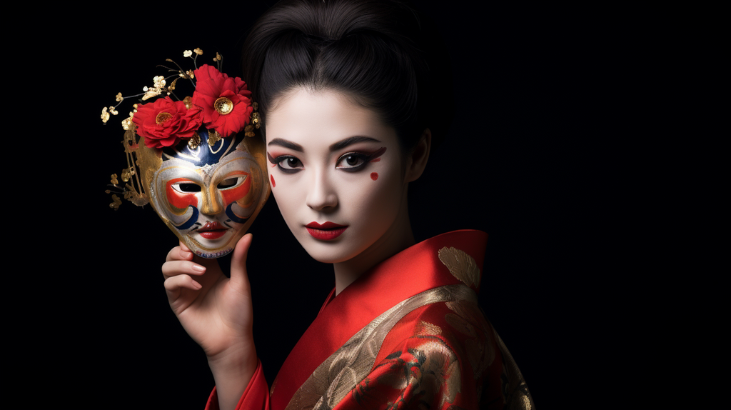 Femme avec Masque Japonais