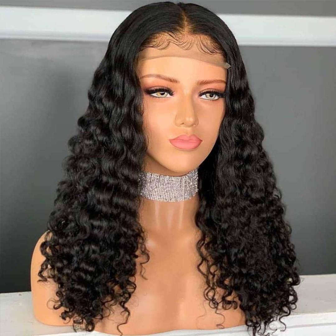 Deep Wave Wigs  100% Human Hair Deep Wave Hair Lace Front Wigs