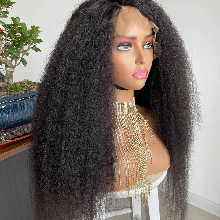 Kinky Straight 13x4 Lace Front Wig Human Virgin Hair Lace Wig