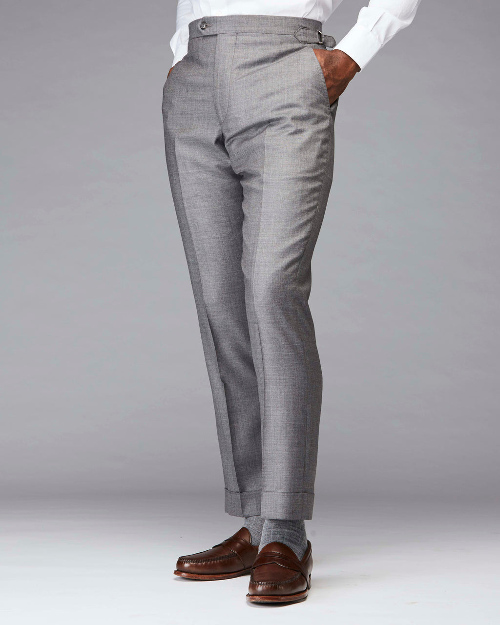 Men's Pants, Gretna Slate Grey Tropical Wool Trousers