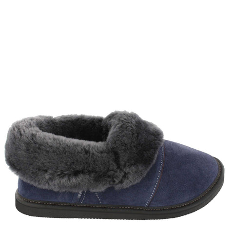 Navy Sheepskin Slippers with EVA Outsoles