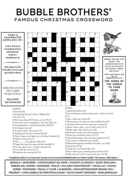 Bubble Brothers Christmas crossword 2023