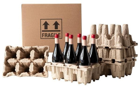 Recycled cardboard packaging for wine bottles