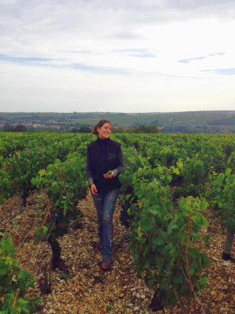 Winemaker Elodie Servin in the vines at Julien Baillard
