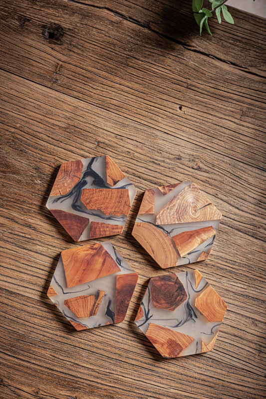 Gohobi Handmade Wooden Resin placemats Rectangle 29 x 21.5cm luxury ep