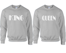 이미지를 갤러리 뷰어에 로드 , King and Queen couple sweatshirts. Sports Grey sweaters for men, sweaters for women. Sweat shirt. Matching sweatshirts for couples
