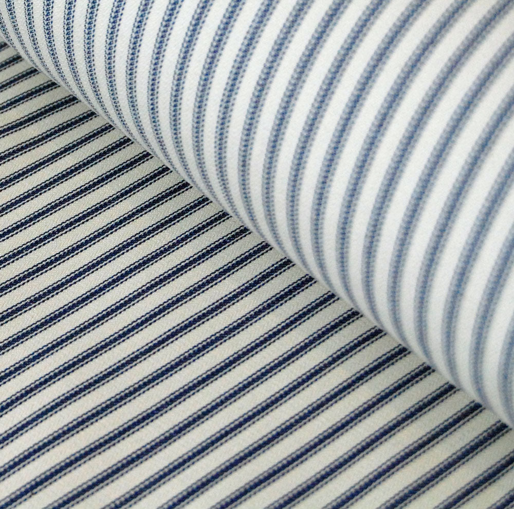 Traditional navy cotton ticking fabric
