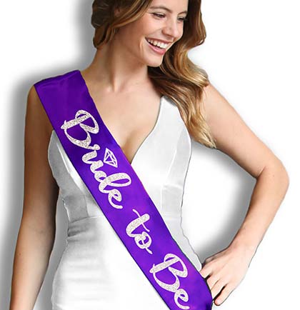 purple bride to be sash