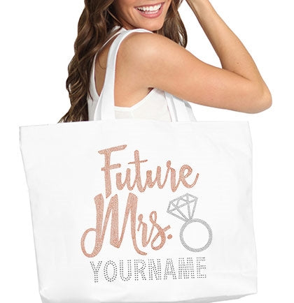 Mrs. Last Name Est Year Tote Bag Personalized Date Wedding 