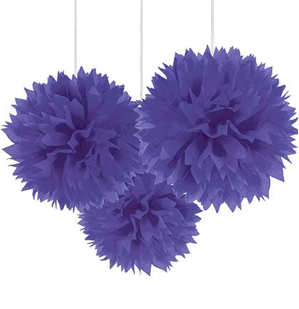 Set of 3 Purple Honeycomb Decorations