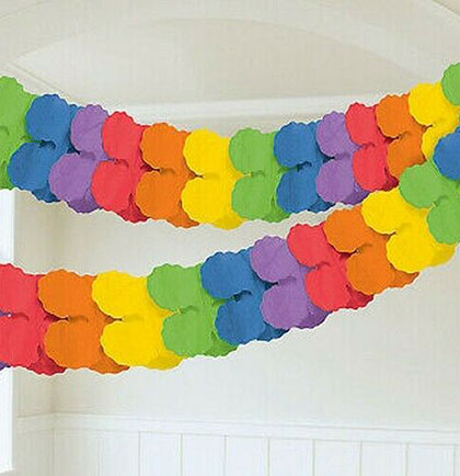 Rainbow Tissue Paper Fan Garland