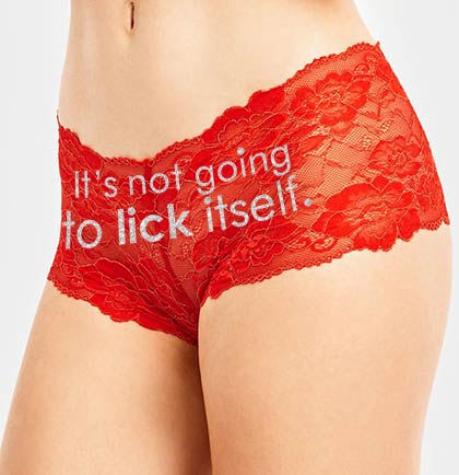 Rose Gold It's Not Gonna Lick Itself Lace Inset Thong Panty